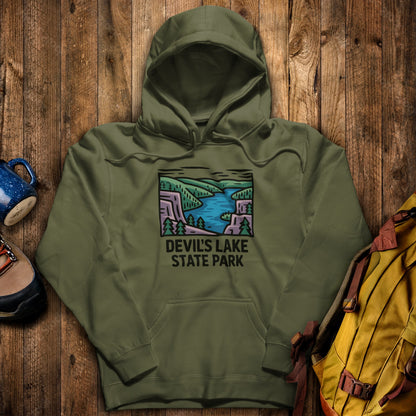 Devil’s Lake State Park Hoodie Military Green Adventure and Outdoors Themed Hoodie