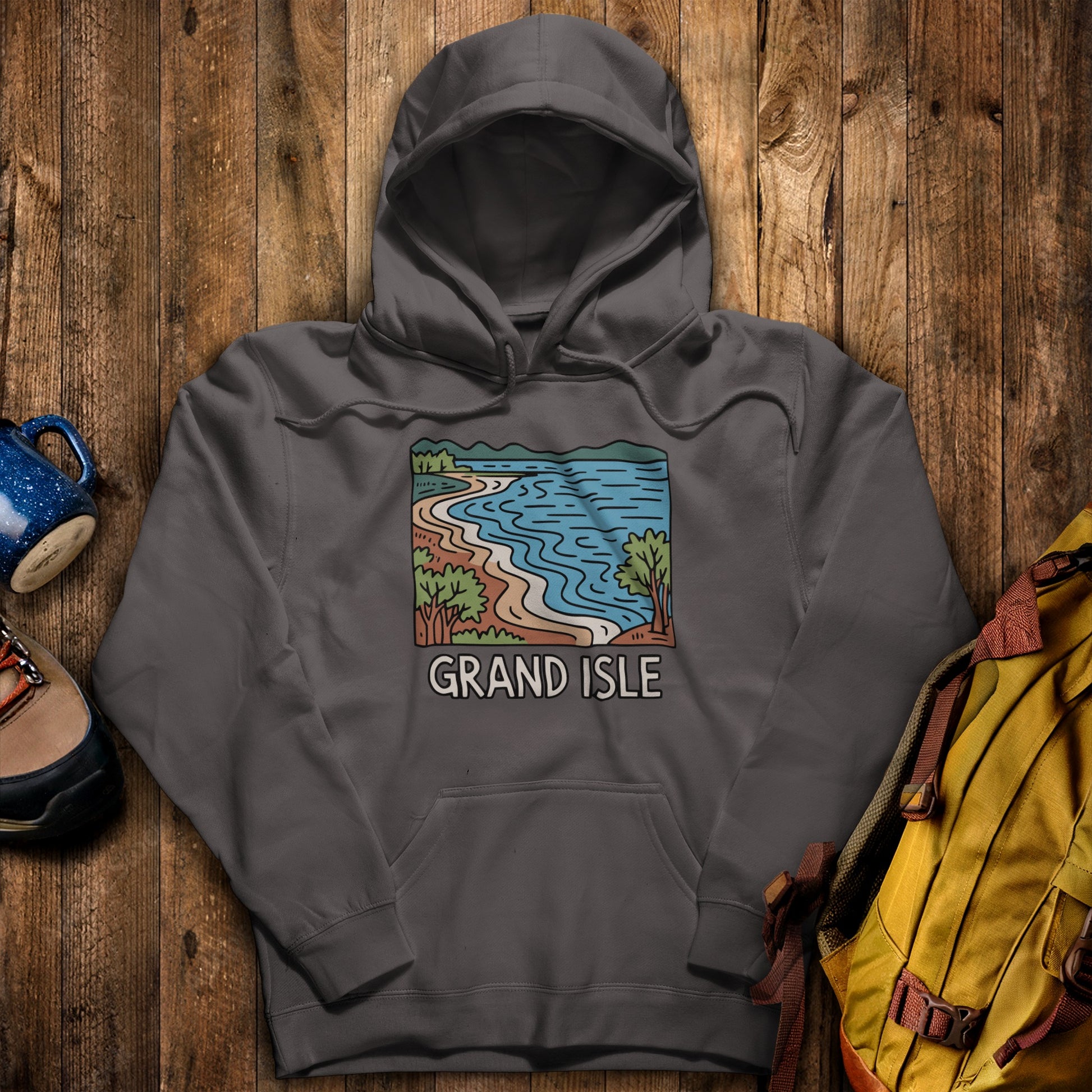Grand Isle State Park Hoodie Charcoal Adventure and Outdoors Themed Hoodie