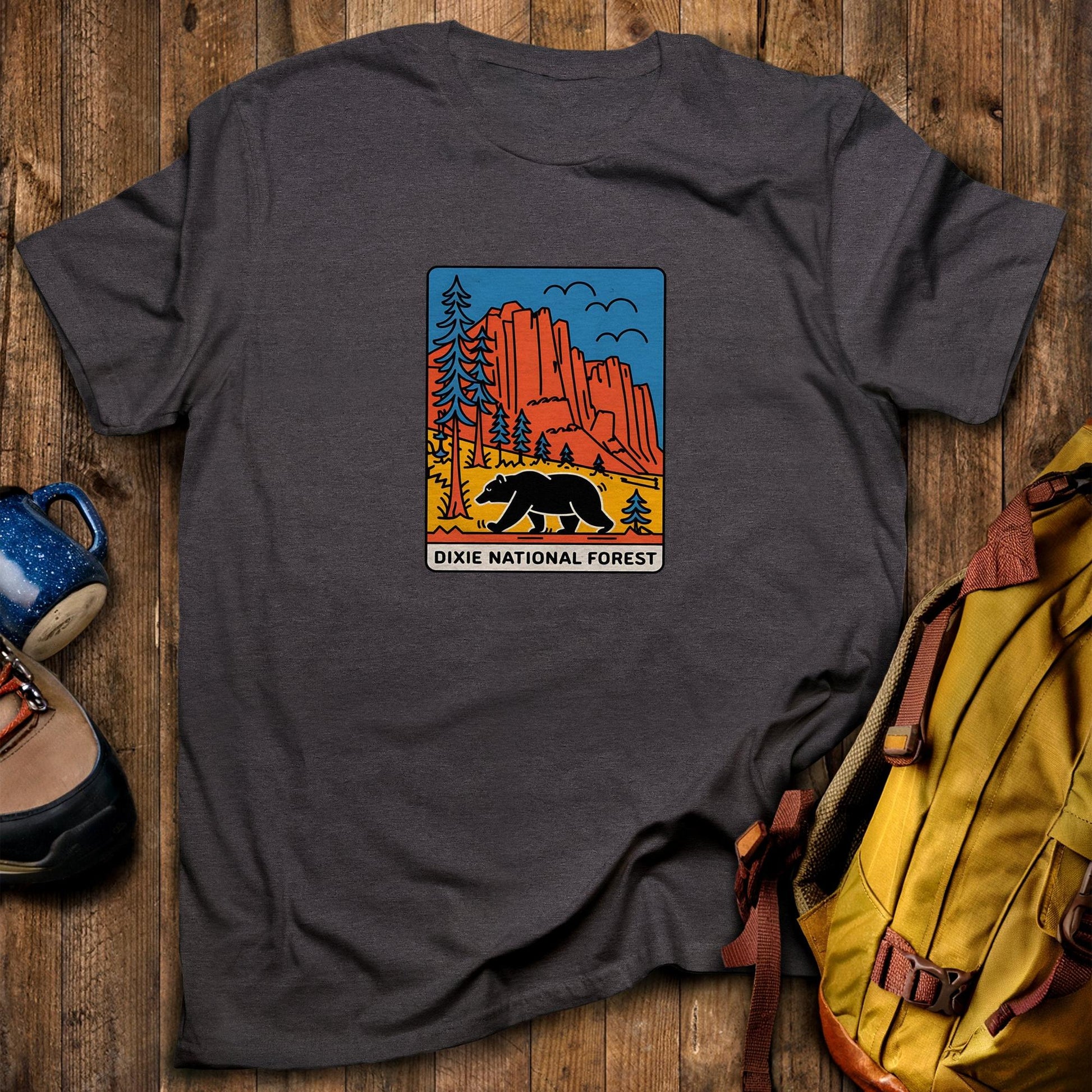 Dixie National Forest T-Shirt Dark Heather Adventure and Outdoors Themed T-Shirt