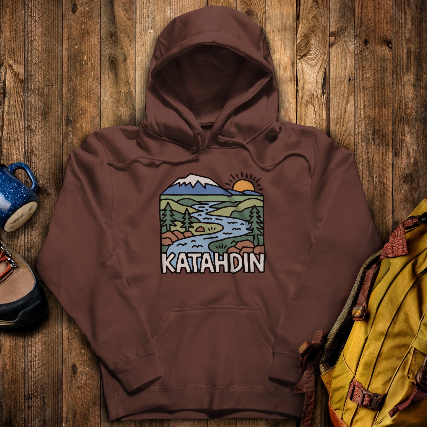 Mount Katahdin Hoodie Cocoa Adventure and Outdoors Themed Hoodie