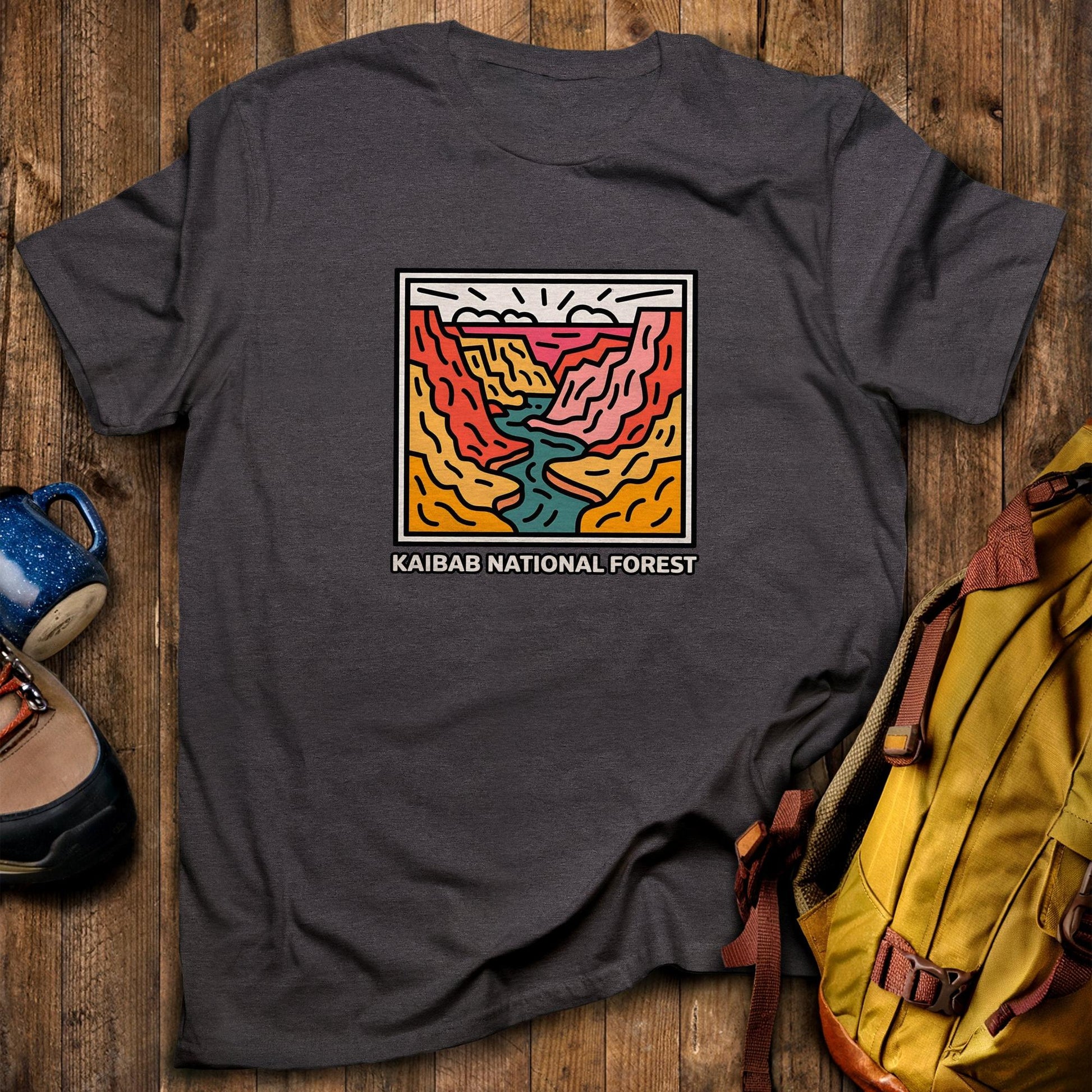 Kaibab National Forest T-Shirt Dark Heather Adventure and Outdoors Themed T-Shirt