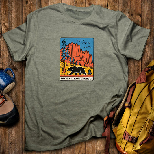 Dixie National Forest T-Shirt Heather Military Green Adventure and Outdoors Themed T-Shirt