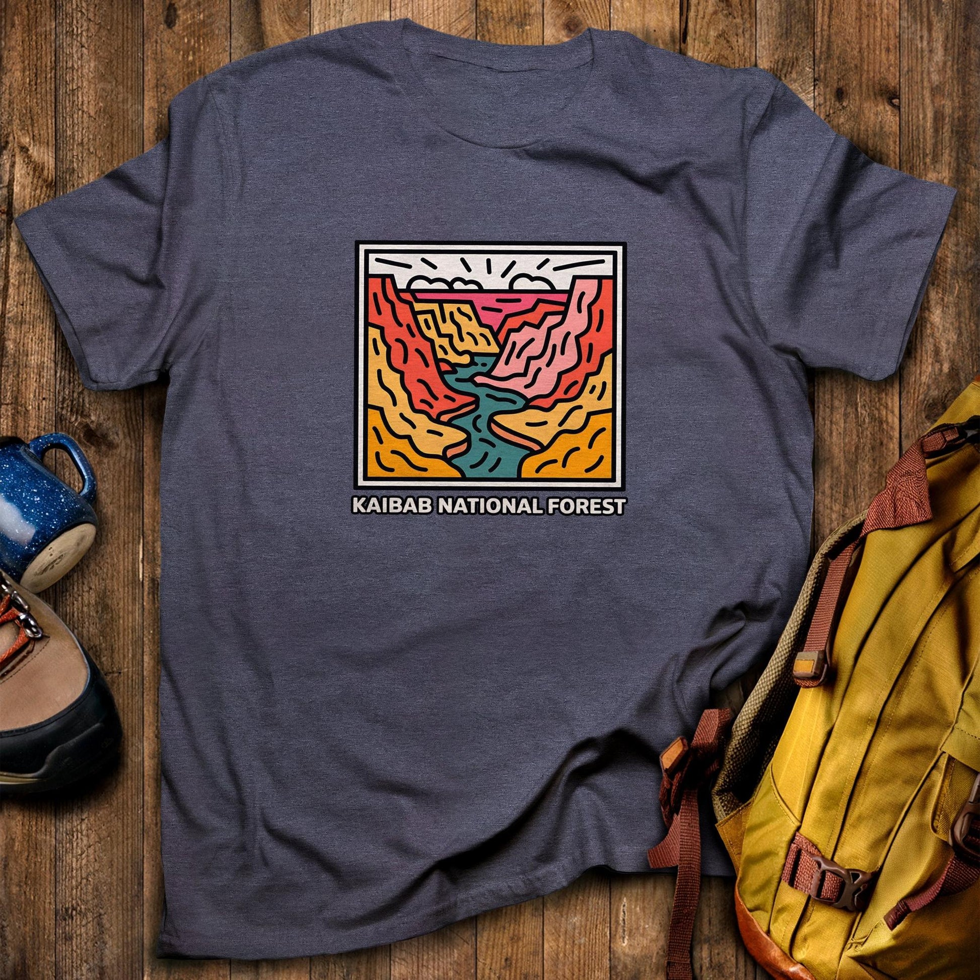 Kaibab National Forest T-Shirt Heather Navy Adventure and Outdoors Themed T-Shirt
