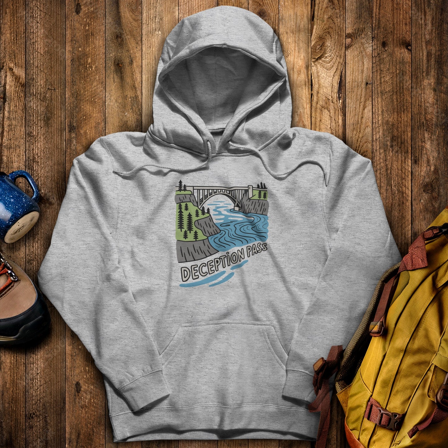 Deception Pass State Park Hoodie Sport Grey Adventure and Outdoors Themed Hoodie