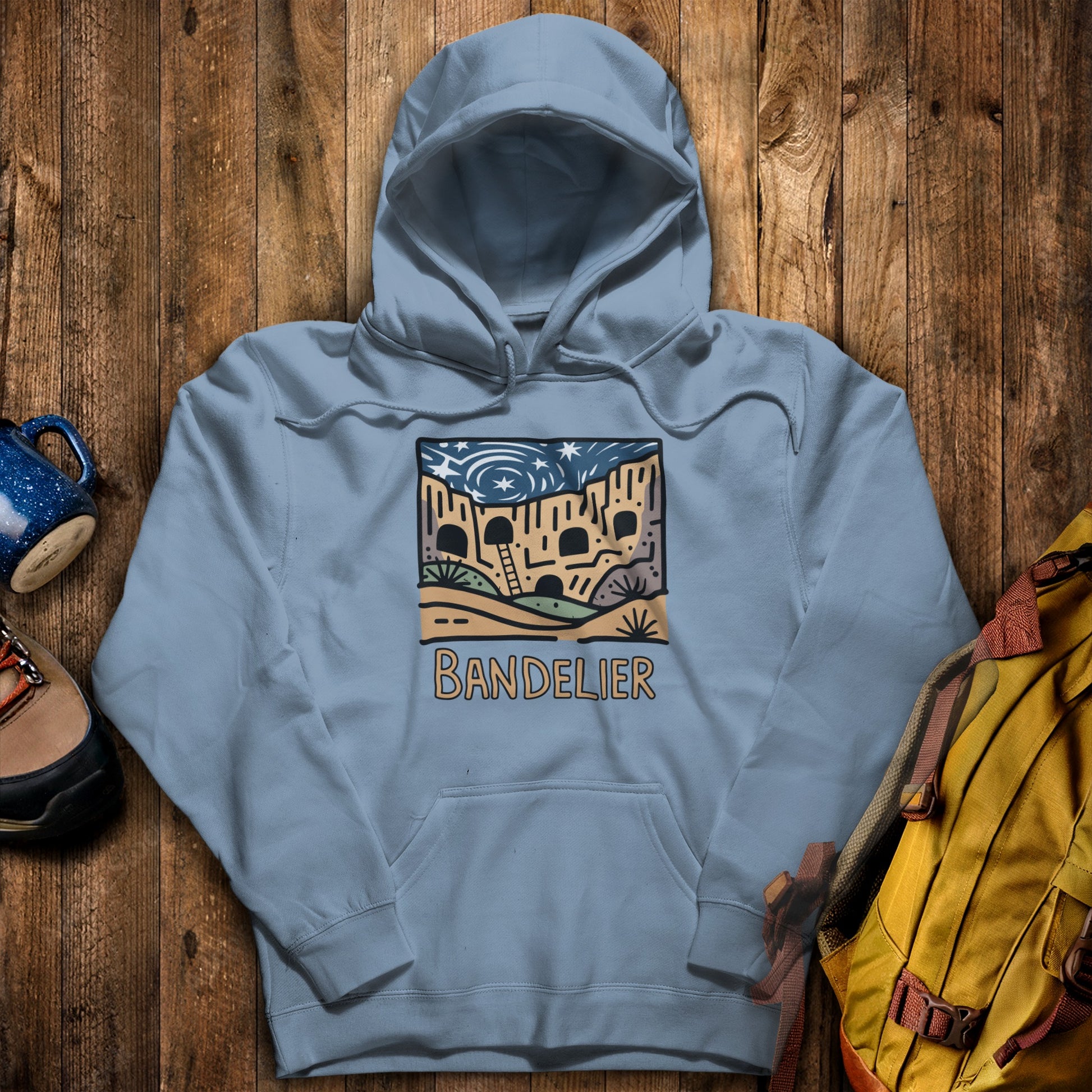 Bandelier National Monument Hoodie Stone Blue Adventure and Outdoors Themed Hoodie