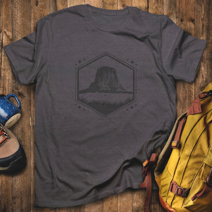 Devil's Tower Wyoming T-Shirt Dark Heather Adventure and Outdoors Themed T-Shirt