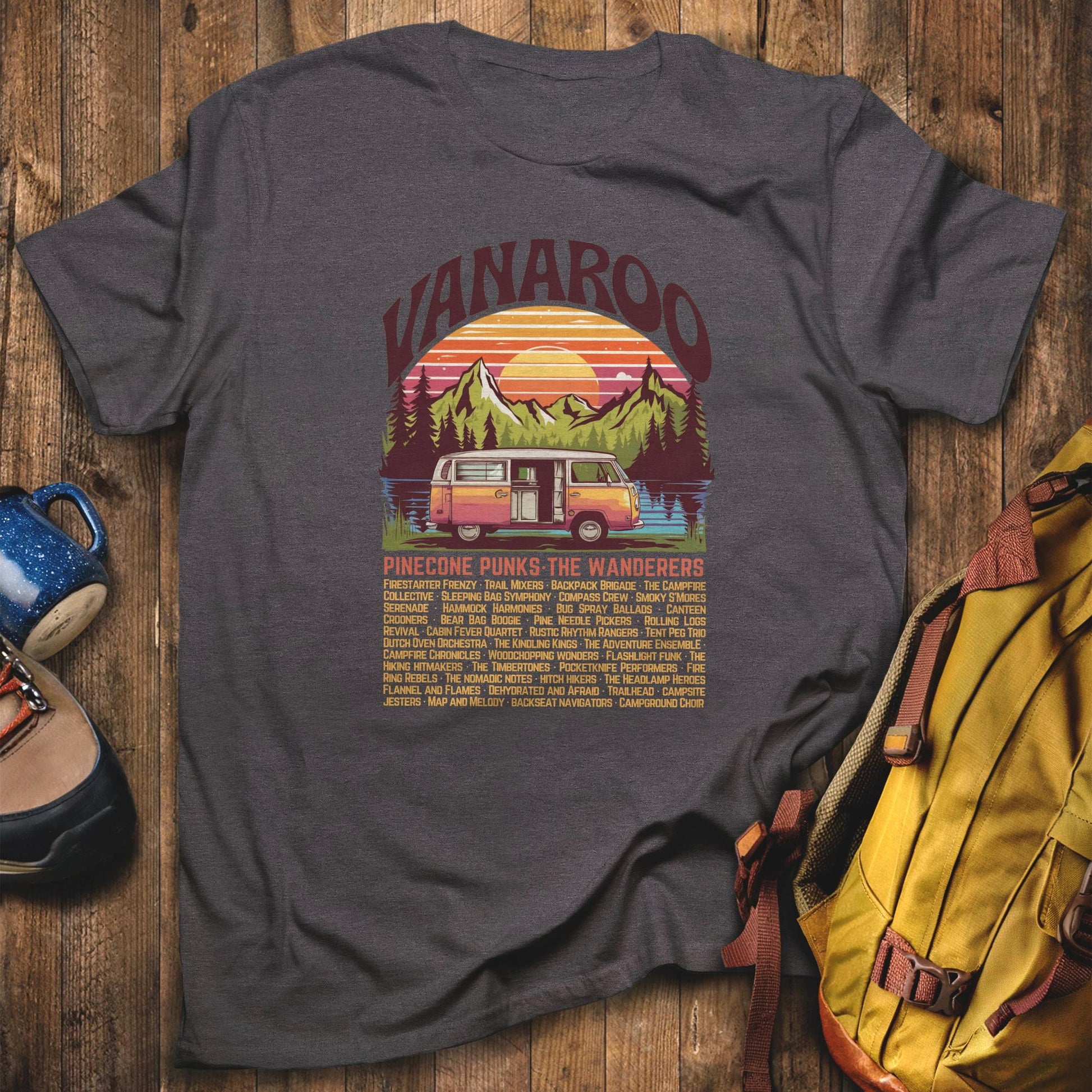 Vanaroo Tour T-Shirt Dark Heather Adventure and Outdoors Themed T-Shirt