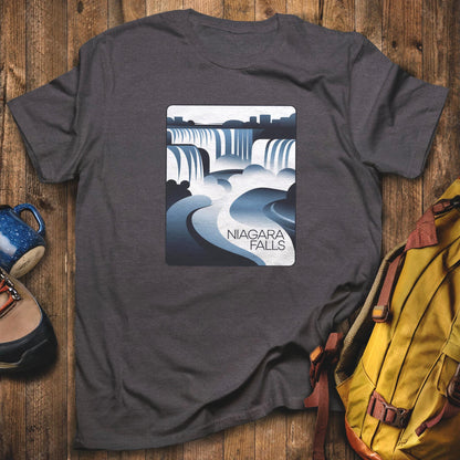 Niagara Falls Modern T-Shirt Dark Heather Adventure and Outdoors Themed T-Shirt