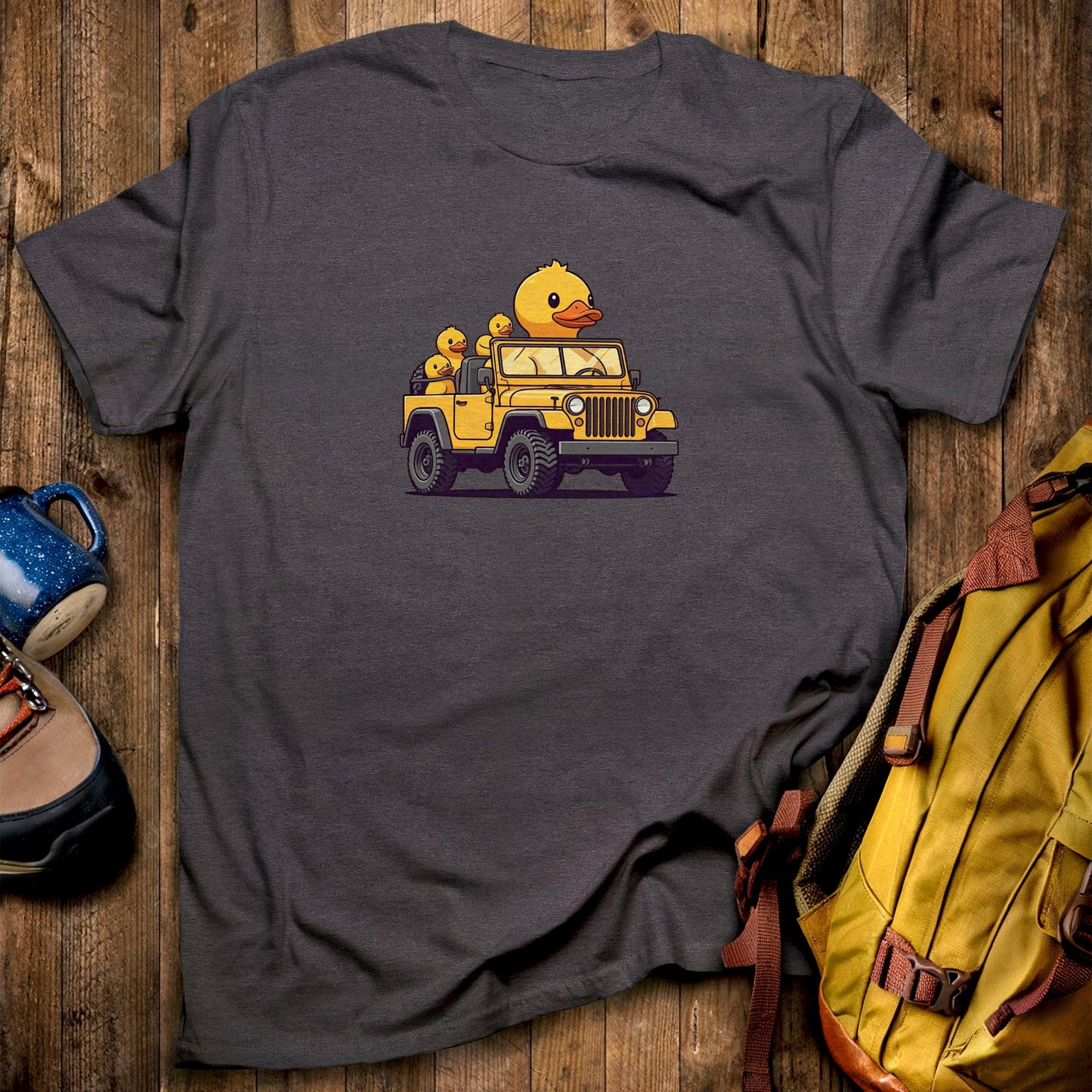 Duck Duck Jeep T-Shirt Dark Heather Adventure and Outdoors Themed T-Shirt