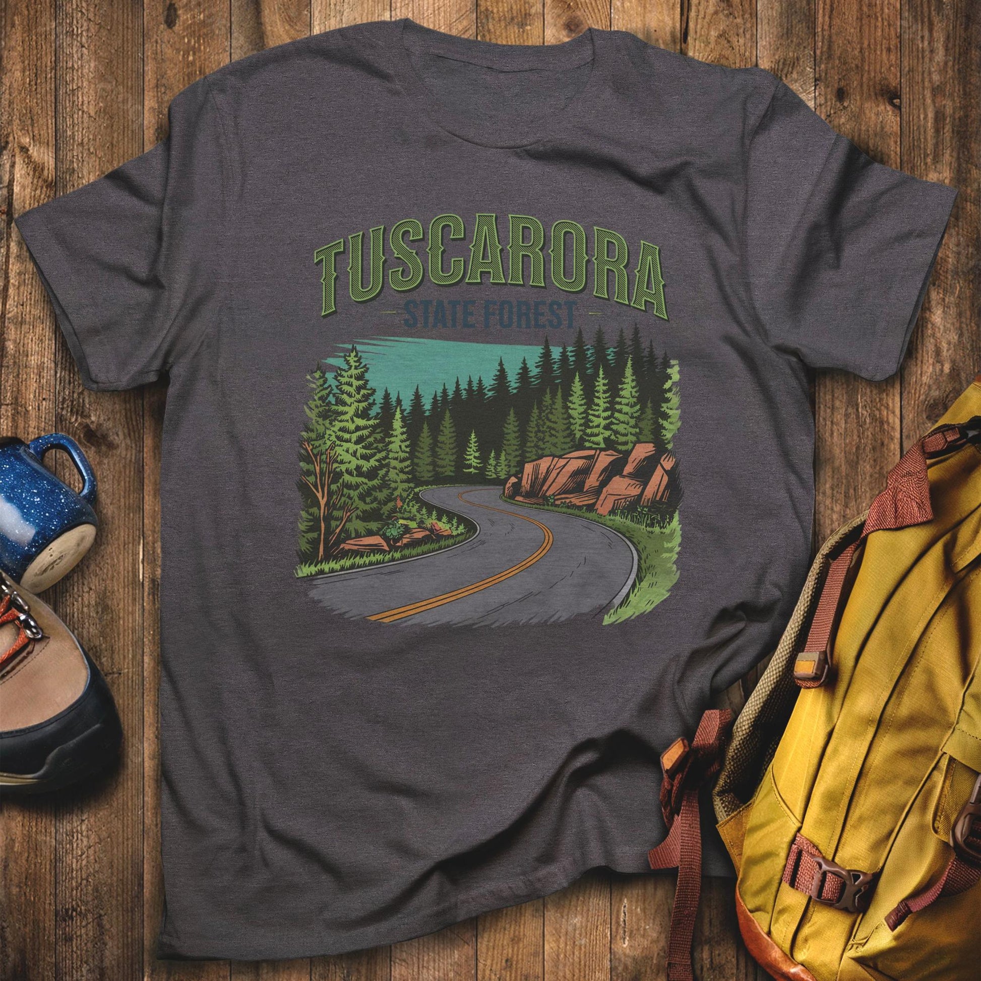 Tuscarora State Forest T-Shirt Dark Heather Adventure and Outdoors Themed T-Shirt