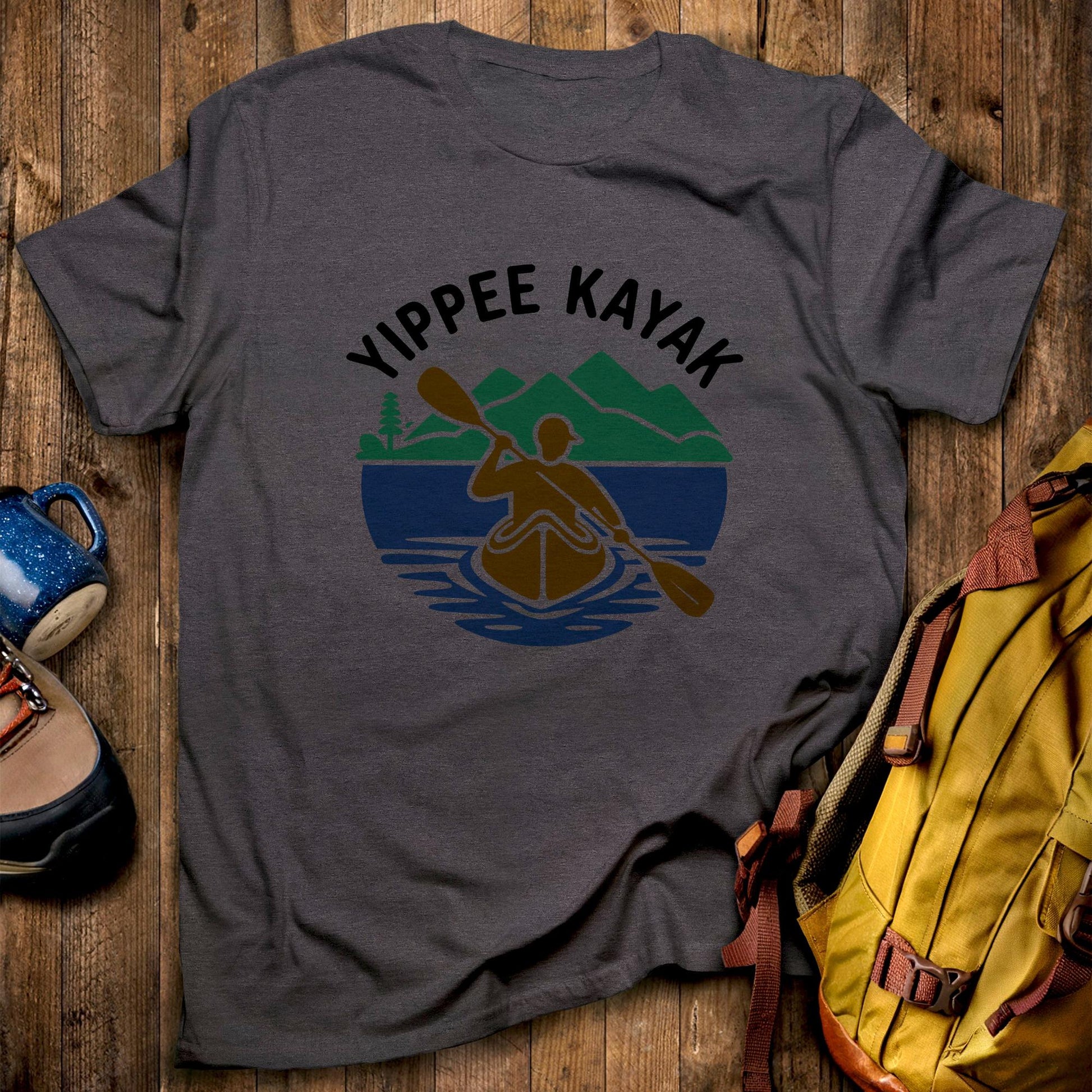 Yippee Kayak Classic T-Shirt Dark Heather Adventure and Outdoors Themed T-Shirt