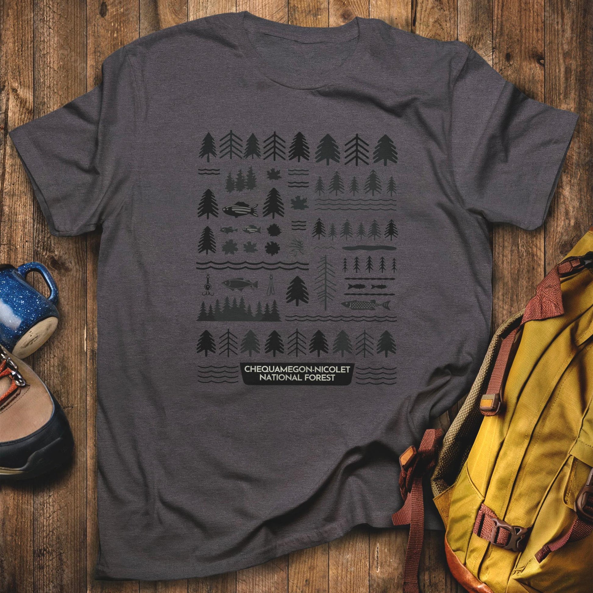 Chequamegon-Nicolet National Forest T-Shirt Dark Heather Adventure and Outdoors Themed T-Shirt