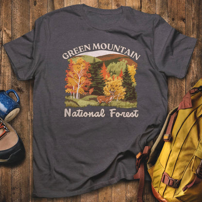 Green Mountain National Forest T-Shirt Dark Heather Adventure and Outdoors Themed T-Shirt