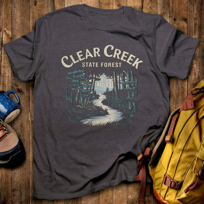 Clear Creek State Forest T-Shirt Dark Heather Adventure and Outdoors Themed T-Shirt