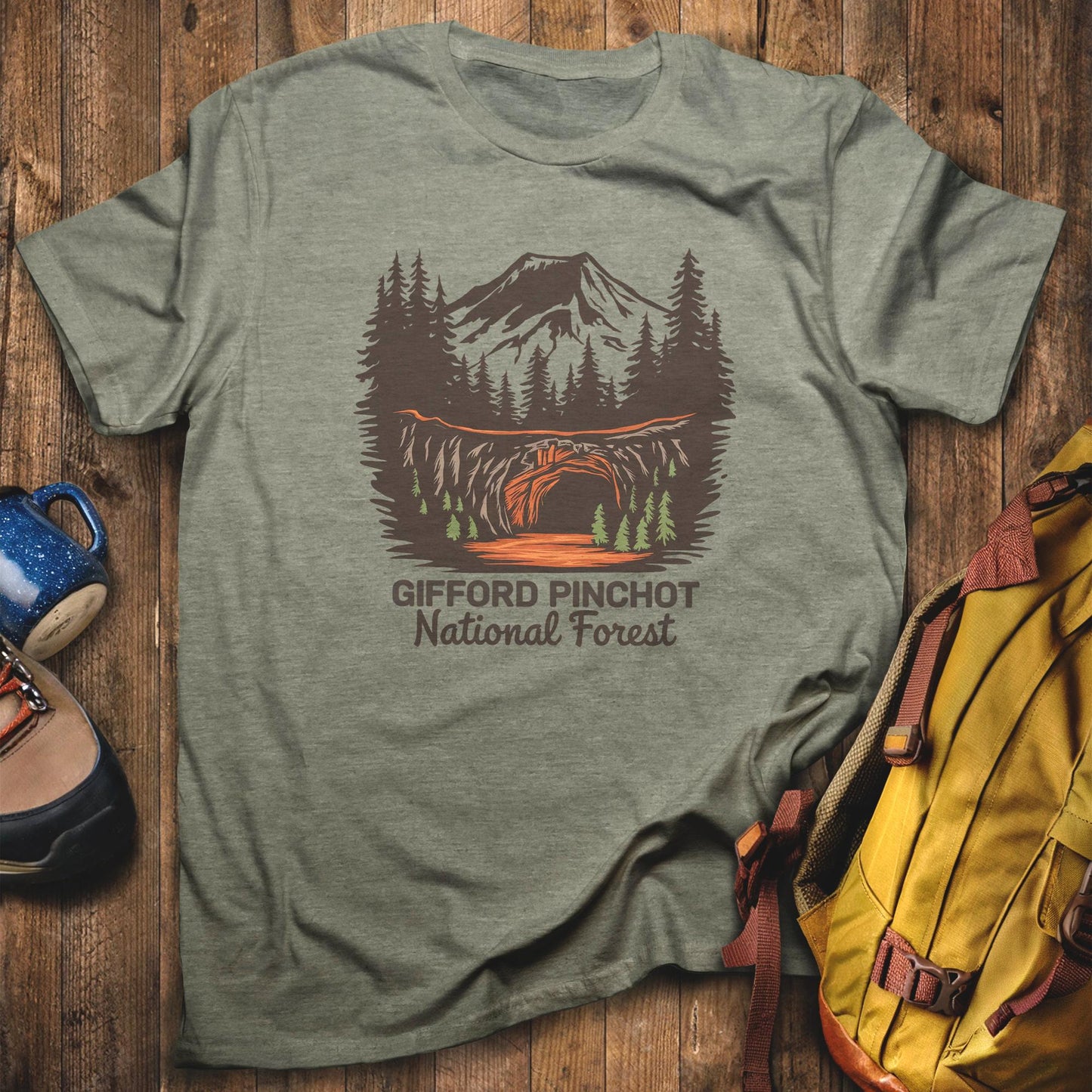 Gifford Pinchot National Forest T-Shirt Heather Military Green Adventure and Outdoors Themed T-Shirt