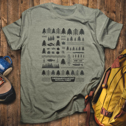 Chequamegon-Nicolet National Forest T-Shirt Heather Military Green Adventure and Outdoors Themed T-Shirt