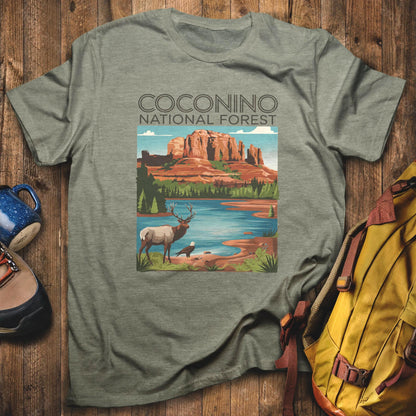 Coconino National Forest T-Shirt Heather Military Green Adventure and Outdoors Themed T-Shirt