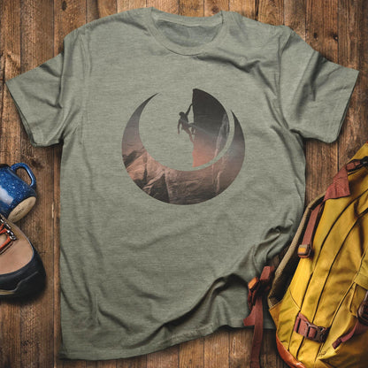Rock Climber Silhouette T-Shirt Heather Military Green Adventure and Outdoors Themed T-Shirt