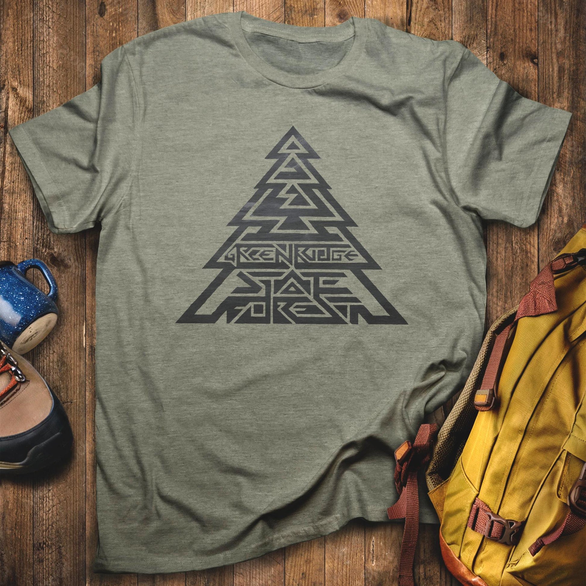 Green Ridge State Forest Tree T-Shirt Heather Military Green Adventure and Outdoors Themed T-Shirt