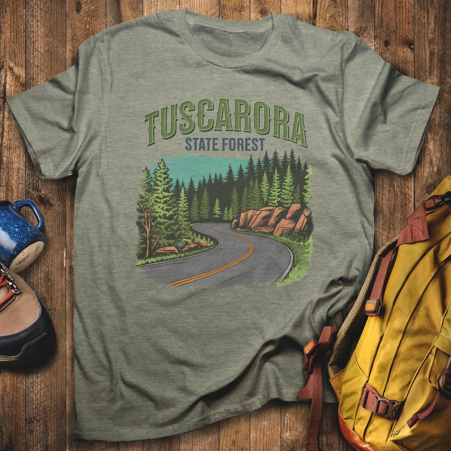 Tuscarora State Forest T-Shirt Heather Military Green Adventure and Outdoors Themed T-Shirt