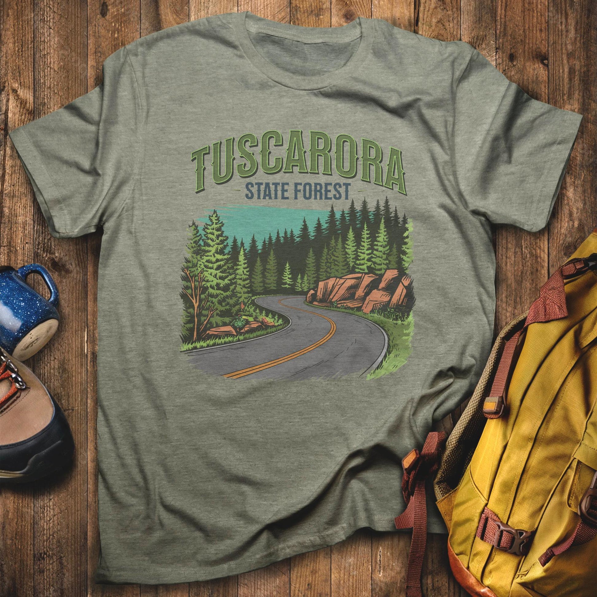 Tuscarora State Forest T-Shirt Heather Military Green Adventure and Outdoors Themed T-Shirt