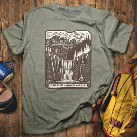San Juan National Forest Vintage T-Shirt Heather Military Green Adventure and Outdoors Themed T-Shirt