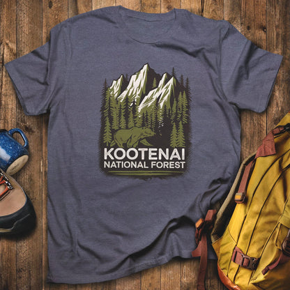 Kootenai National Forest T-Shirt Heather Navy Adventure and Outdoors Themed T-Shirt
