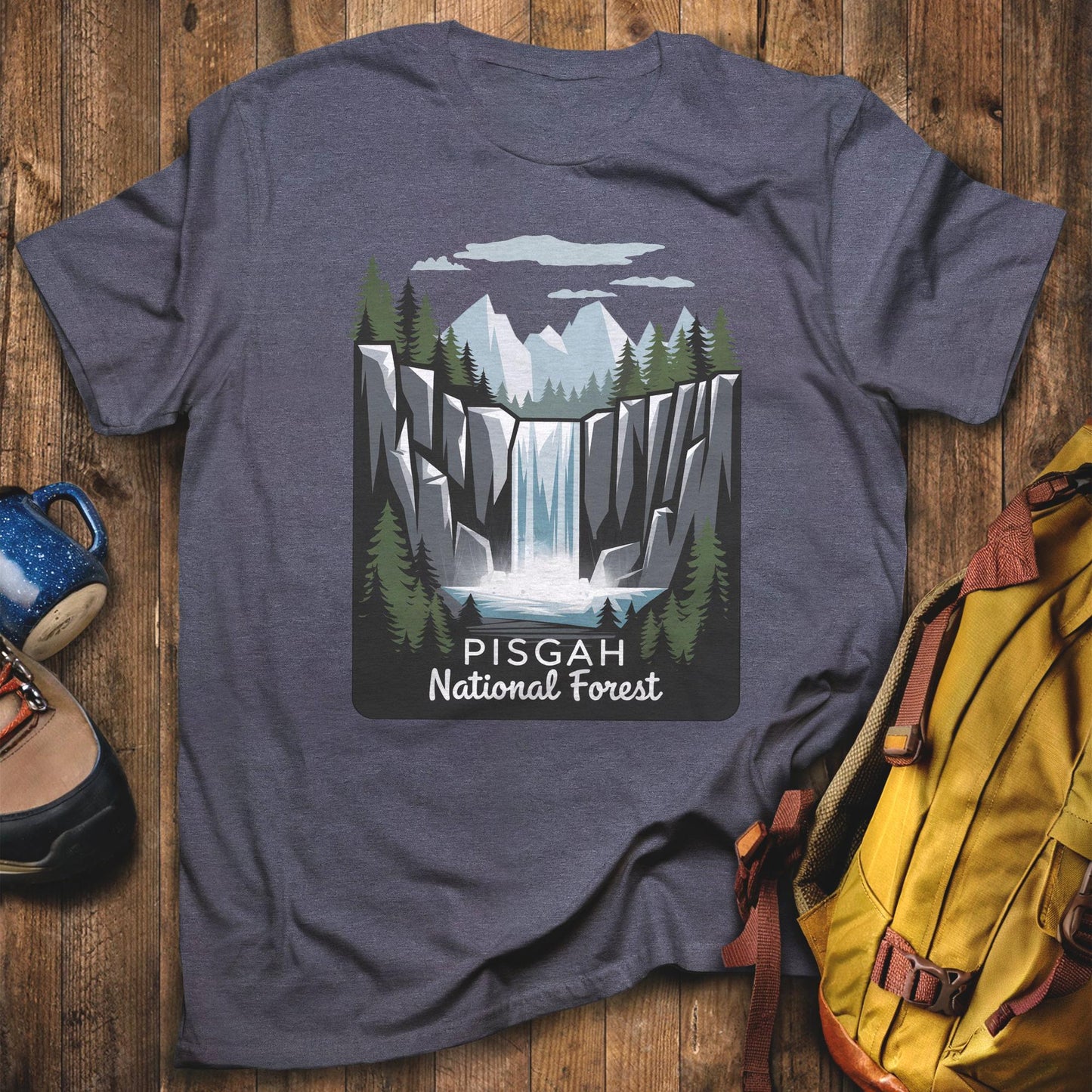 Pisgah National Forest T-Shirt Heather Navy Adventure and Outdoors Themed T-Shirt