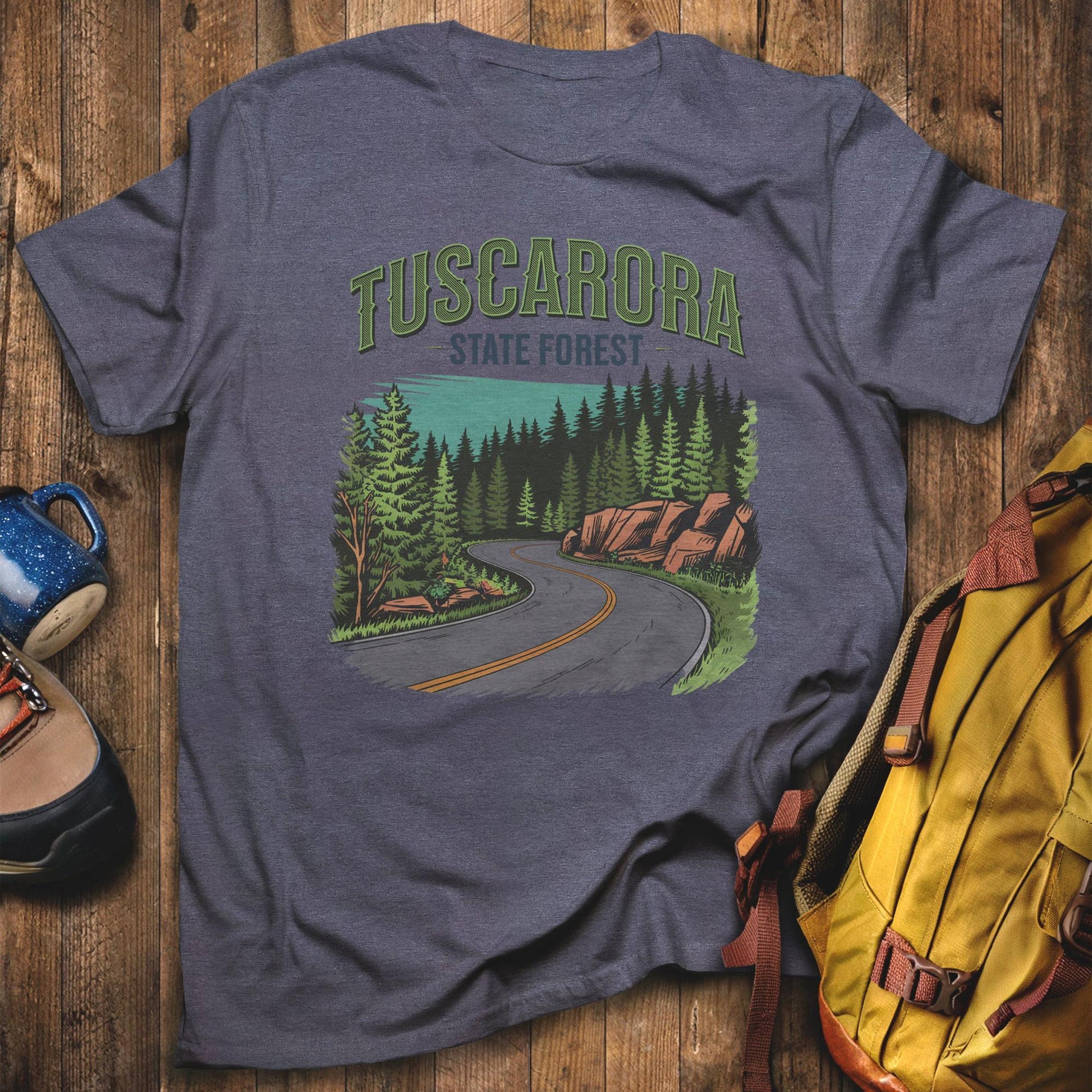 Tuscarora State Forest T-Shirt Heather Navy Adventure and Outdoors Themed T-Shirt