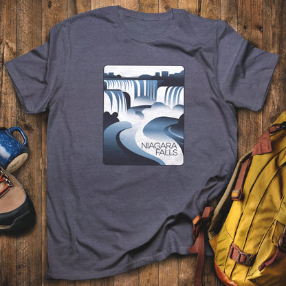 Niagara Falls Modern T-Shirt Heather Navy Adventure and Outdoors Themed T-Shirt