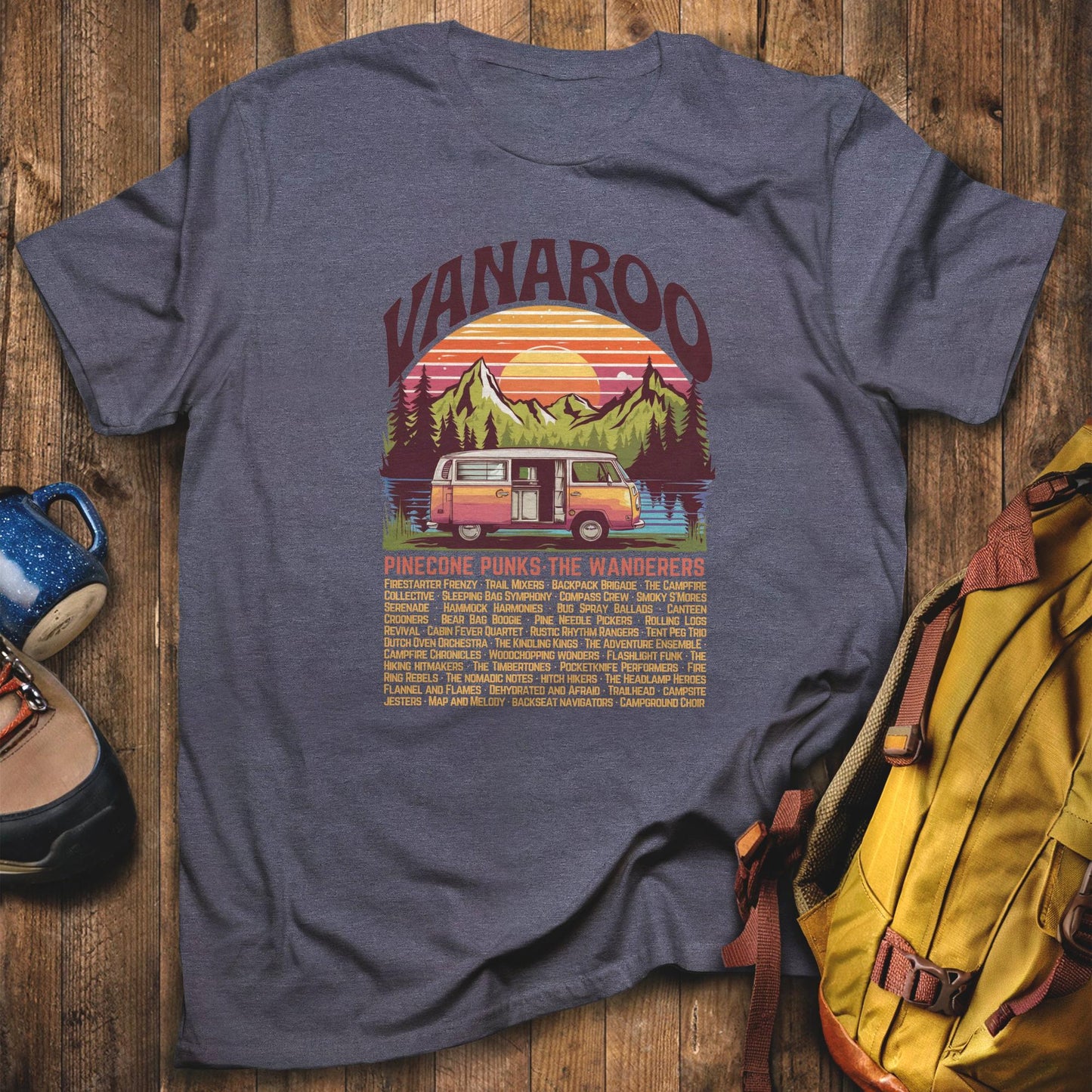 Vanaroo Tour T-Shirt Heather Navy Adventure and Outdoors Themed T-Shirt