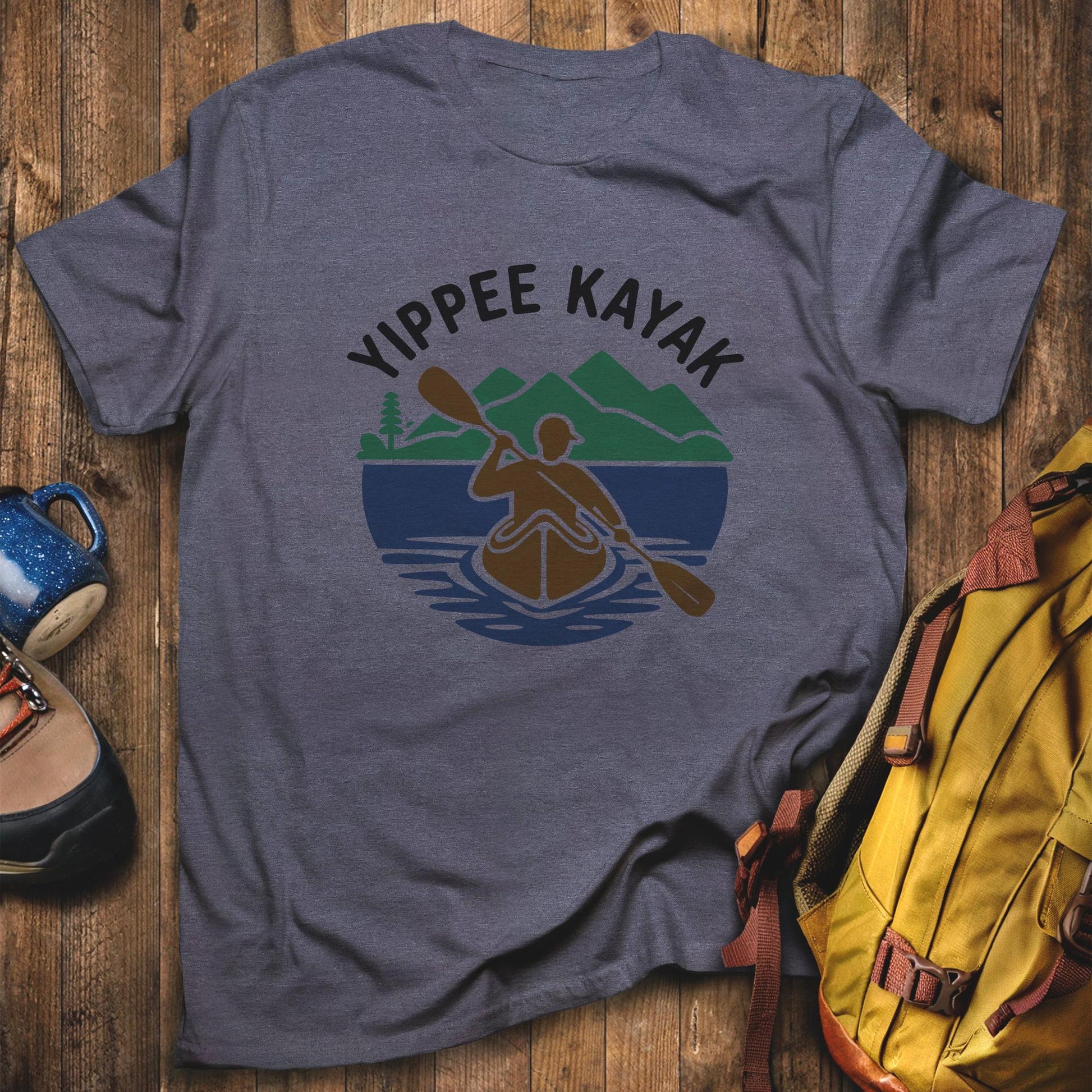 Yippee Kayak Classic T-Shirt Heather Navy Adventure and Outdoors Themed T-Shirt