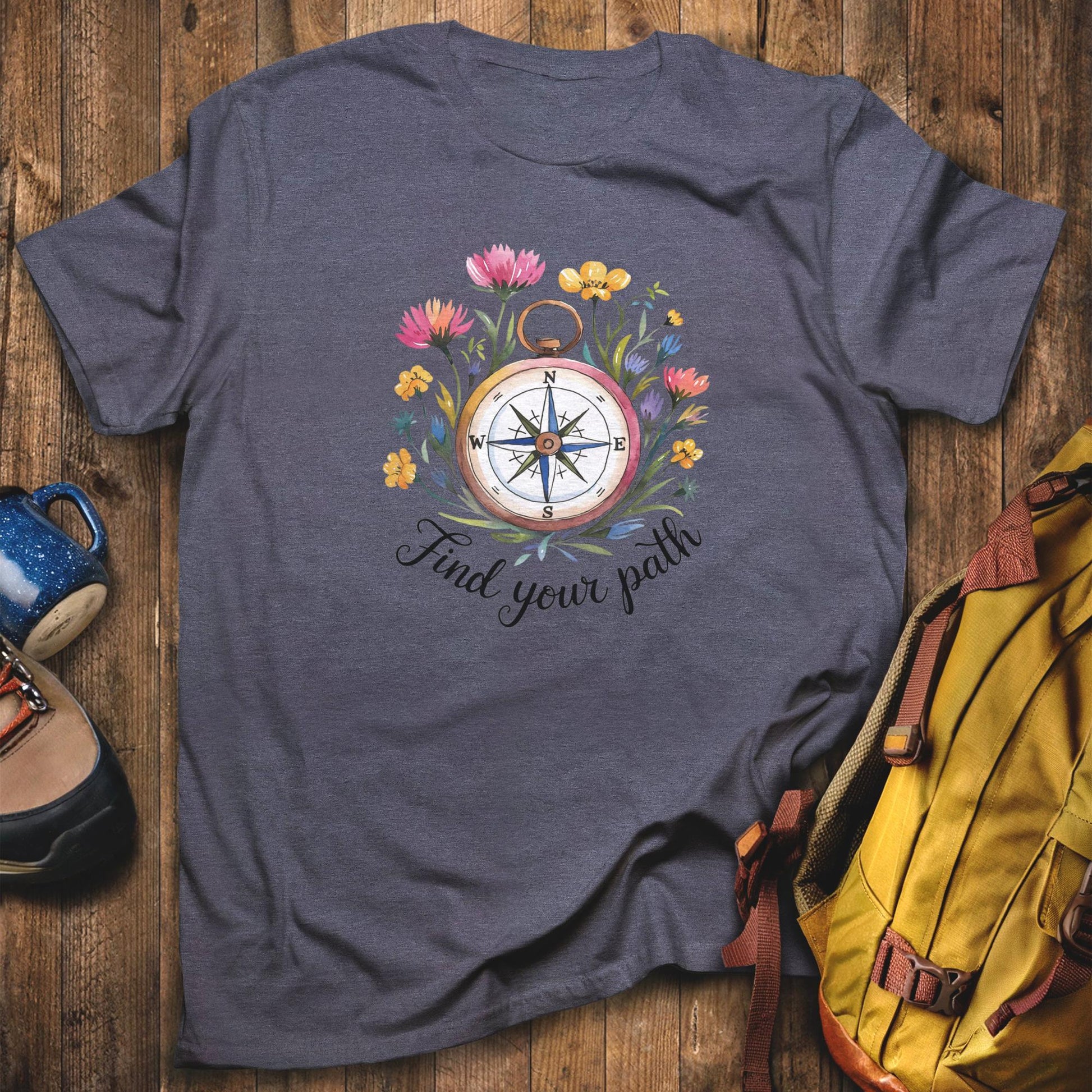 Find Your Path T-Shirt Heather Navy Adventure and Outdoors Themed T-Shirt