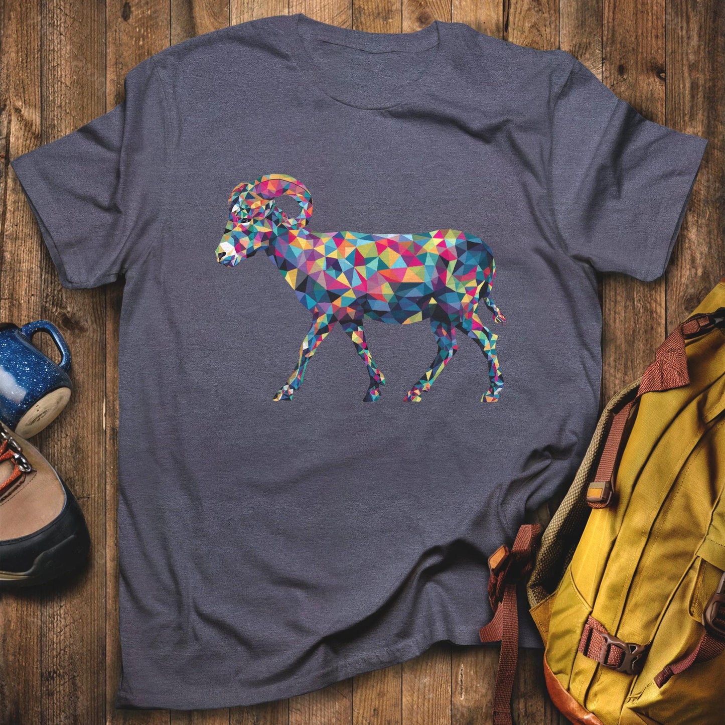 Ram Mosaic T-Shirt Heather Navy Adventure and Outdoors Themed T-Shirt