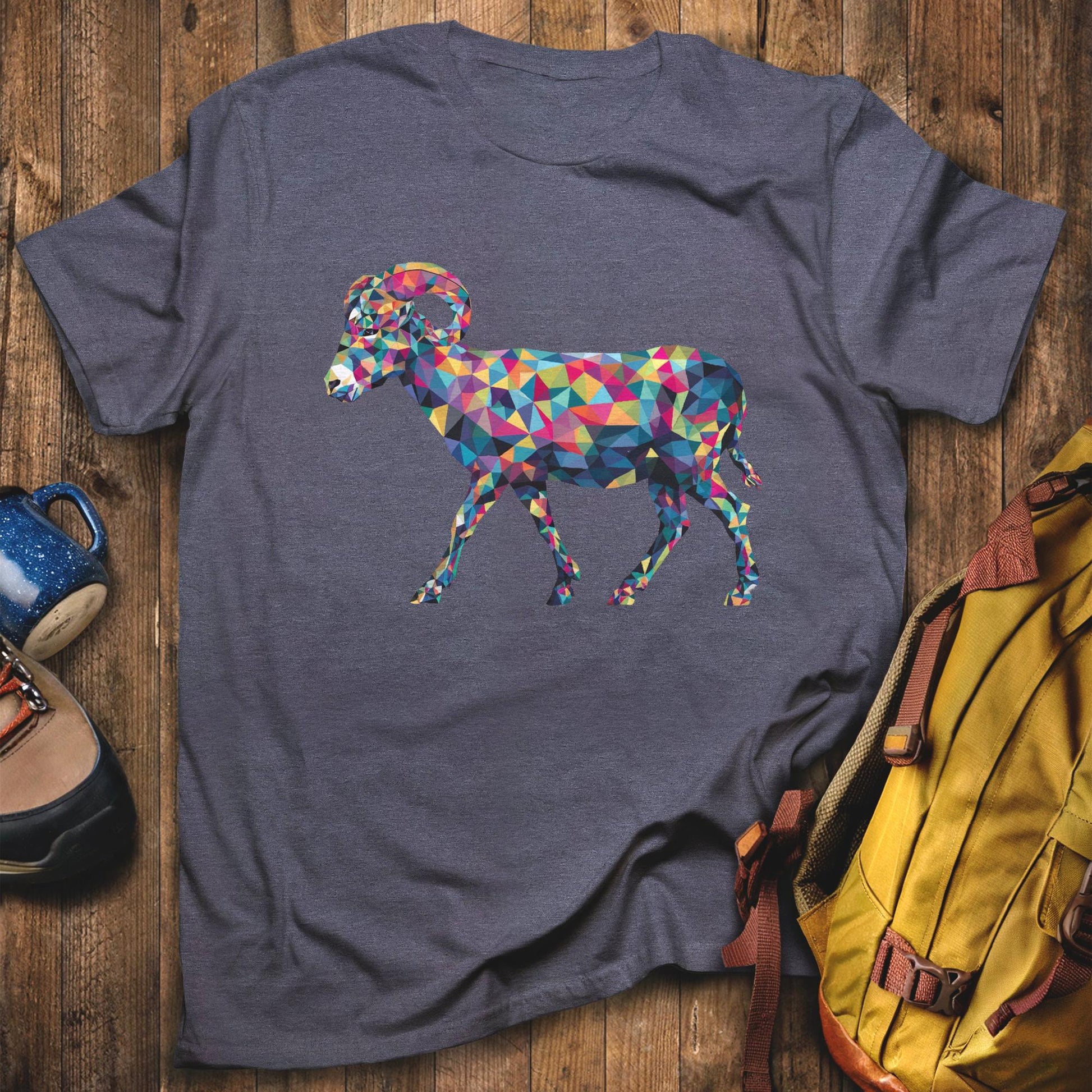 Ram Mosaic T-Shirt Heather Navy Adventure and Outdoors Themed T-Shirt