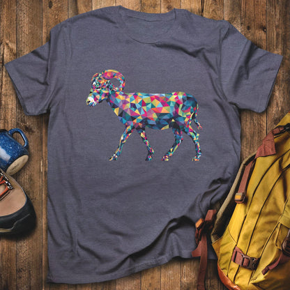 Ram Mosaic T-Shirt Heather Navy Adventure and Outdoors Themed T-Shirt