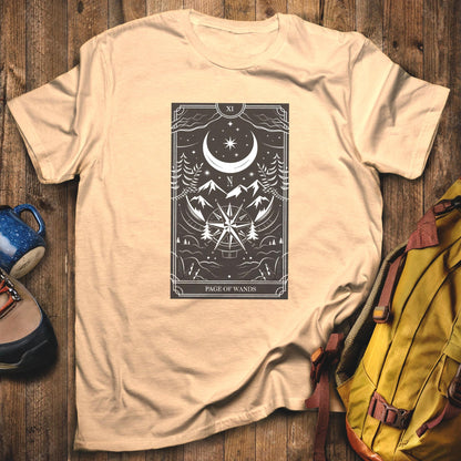 Page of Wands Tarot T-Shirt Sand Adventure and Outdoors Themed T-Shirt