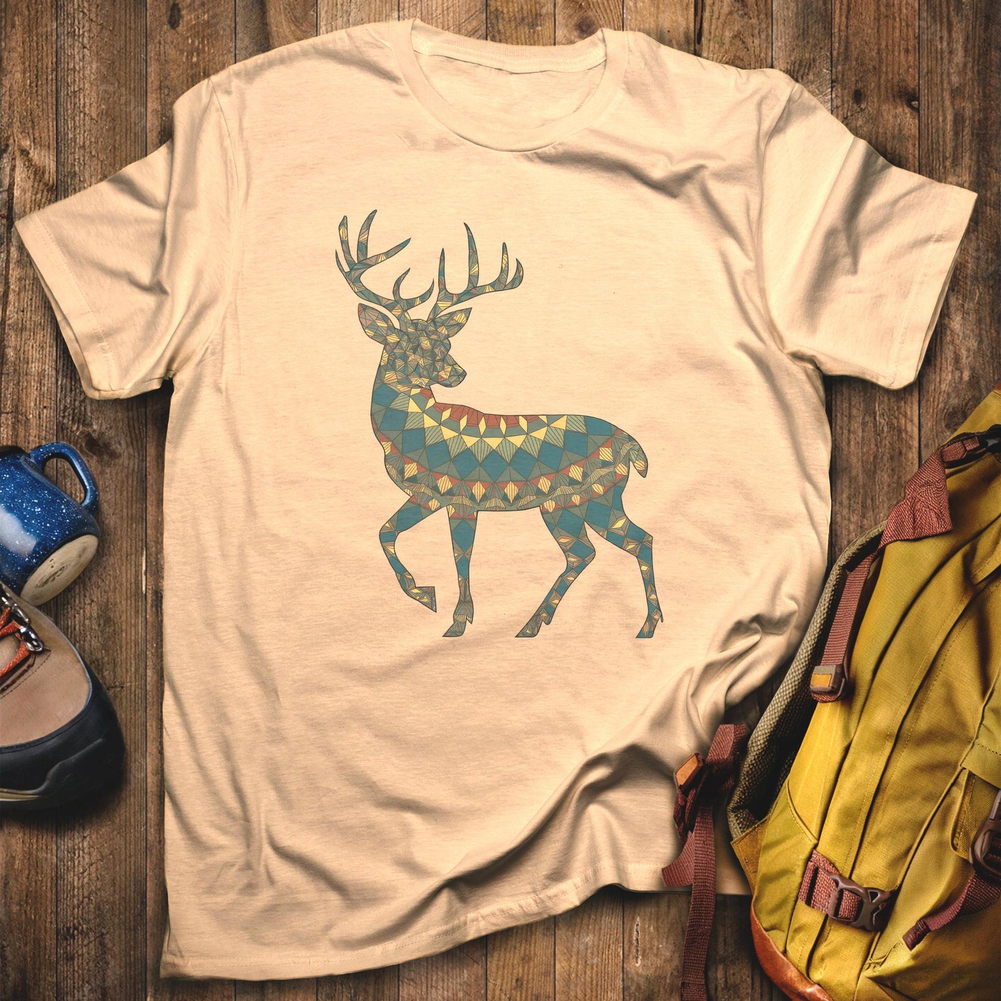 Deer Southwestern Mosaic T-Shirt Sand Adventure and Outdoors Themed T-Shirt