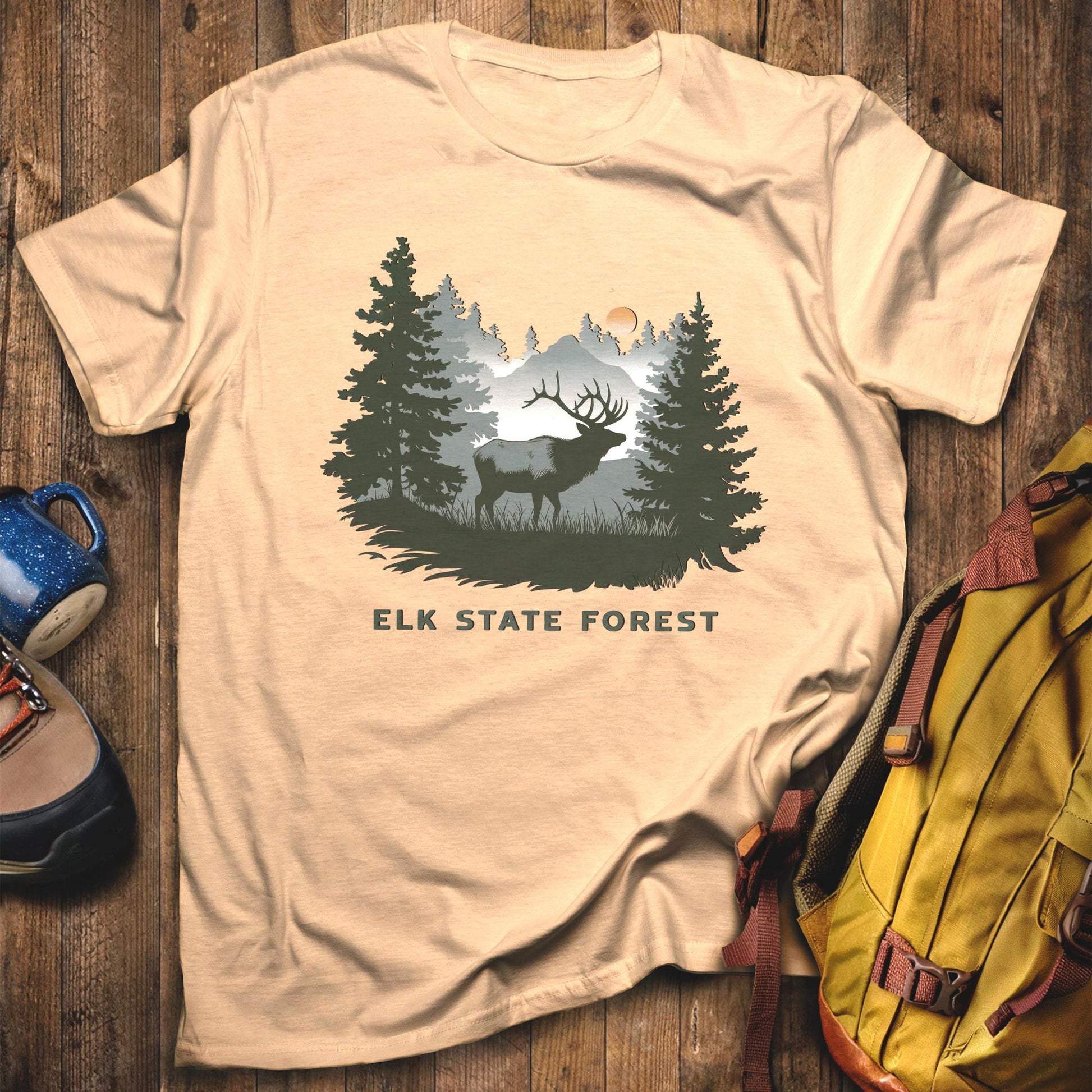 Elk State Forest T-Shirt Sand Adventure and Outdoors Themed T-Shirt