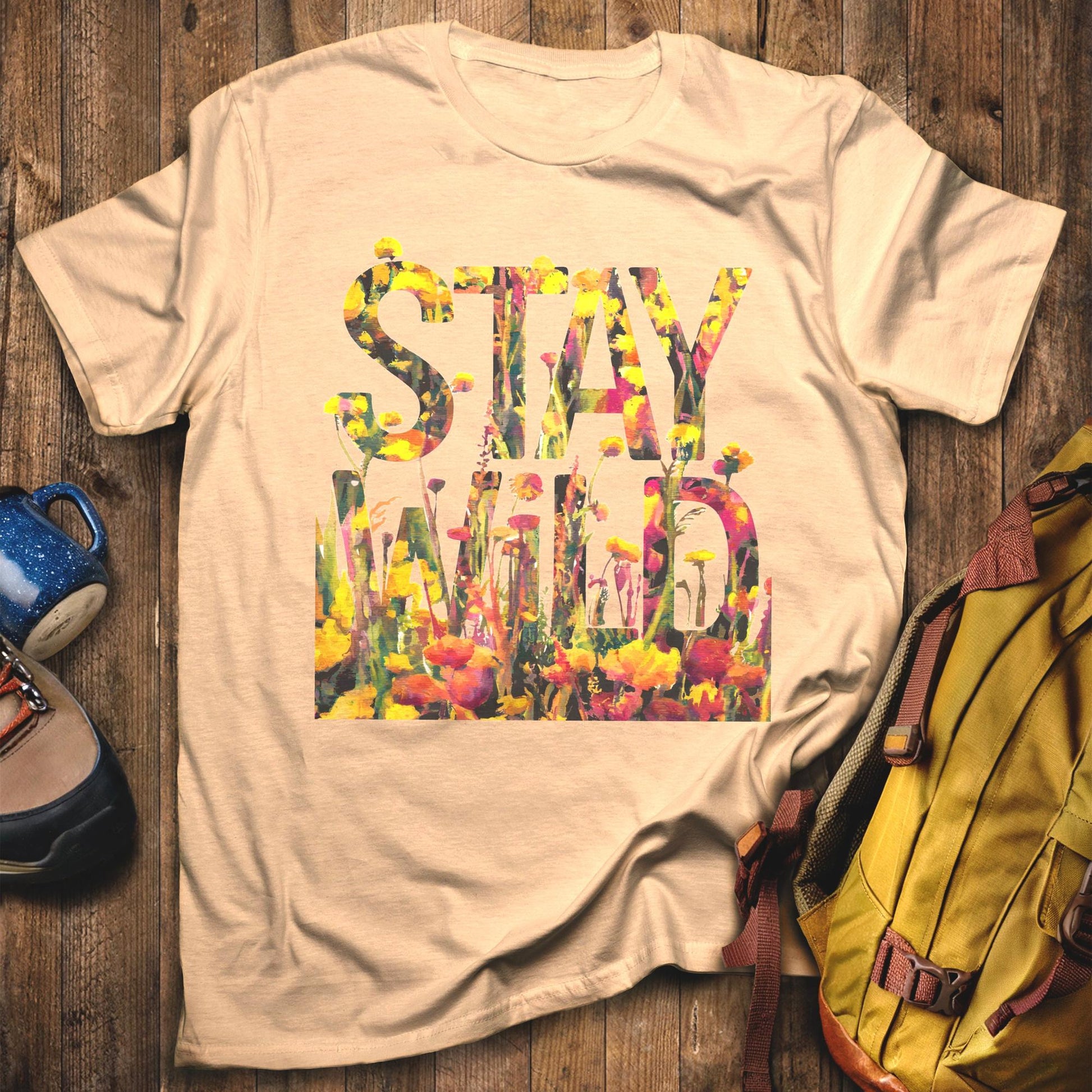 Stay Wild Wildflower T-Shirt Sand Adventure and Outdoors Themed T-Shirt