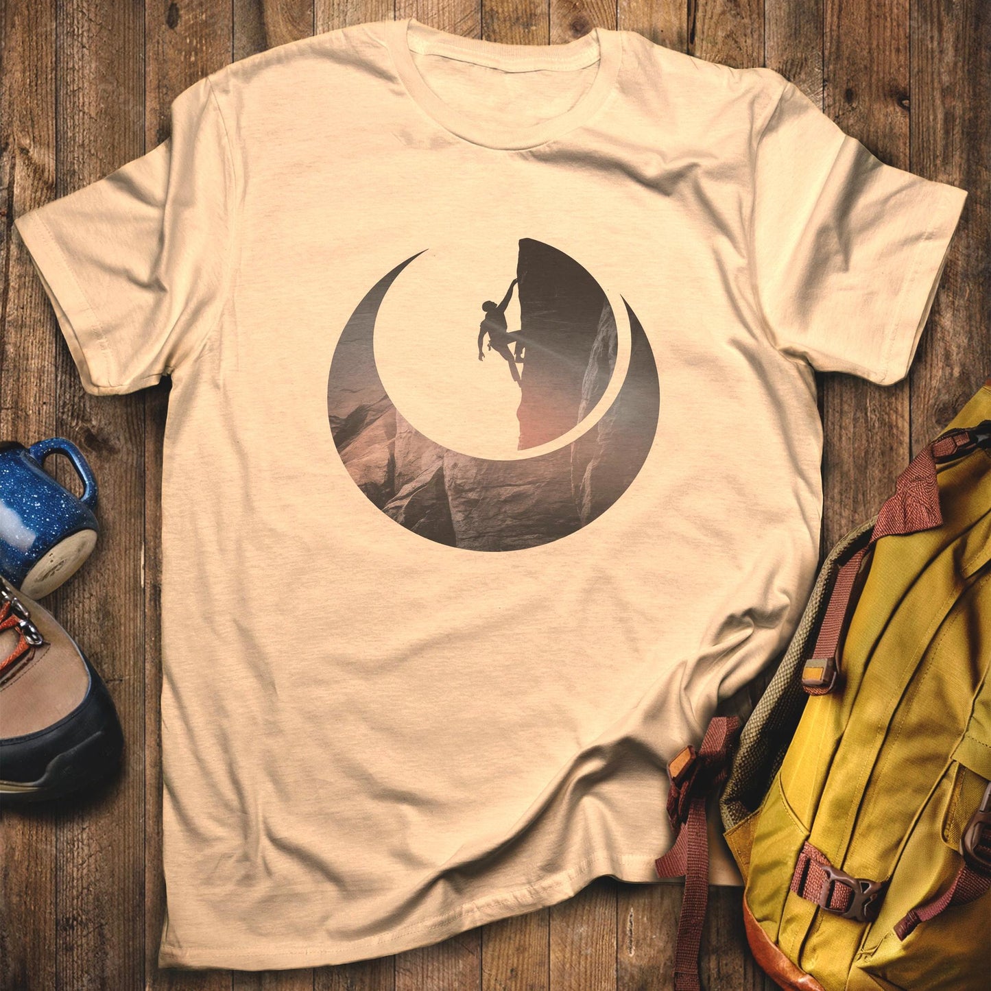 Rock Climber Silhouette T-Shirt Sand Adventure and Outdoors Themed T-Shirt