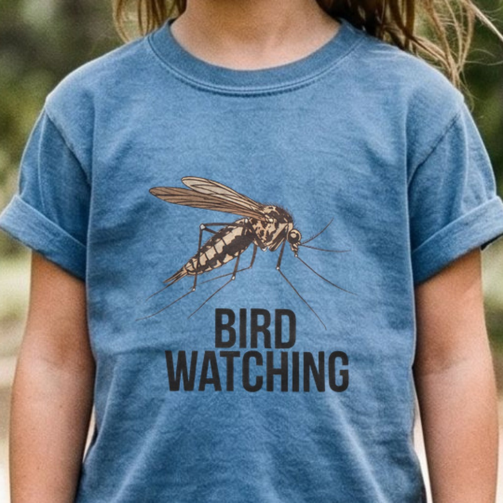 Mosquito Bird Watching Kids Cotton T-Shirt
