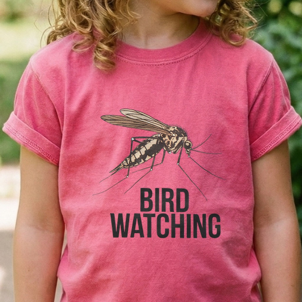 Mosquito Bird Watching Kids Cotton T-Shirt