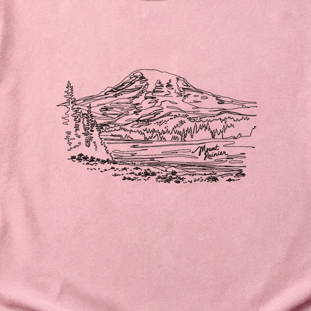 Mount Rainier Line Drawing Cotton T-Shirt