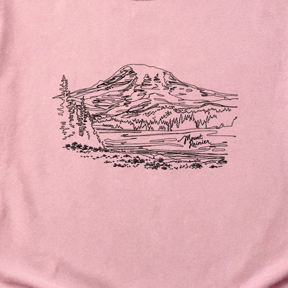 Mount Rainier Line Drawing Cotton T-Shirt
