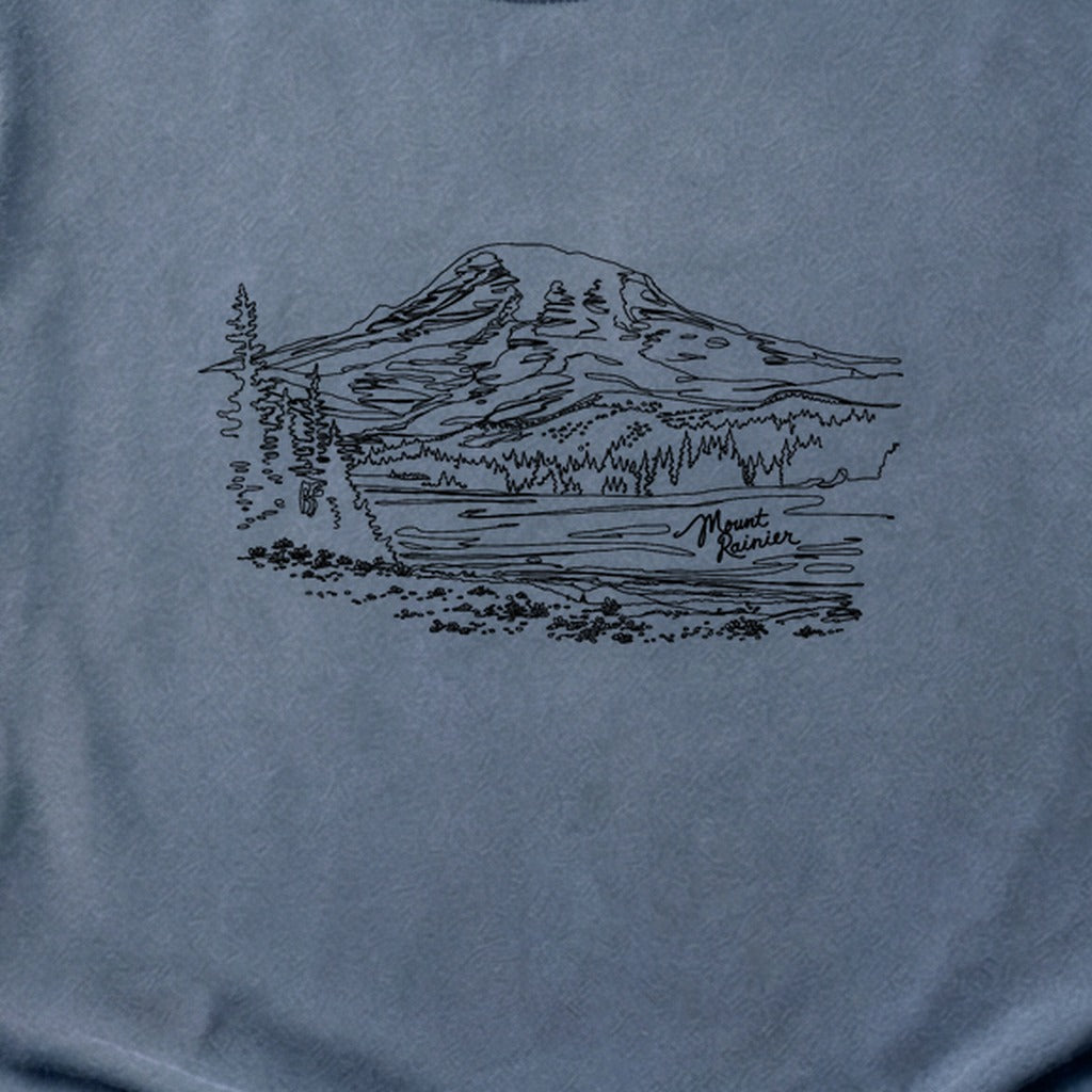 Mount Rainier Line Drawing Cotton T-Shirt