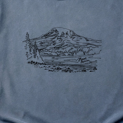 Mount Rainier Line Drawing Cotton T-Shirt