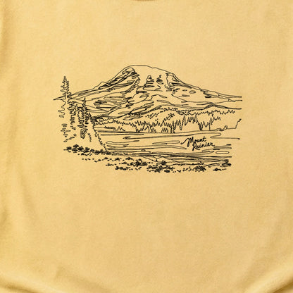 Mount Rainier Line Drawing Cotton T-Shirt