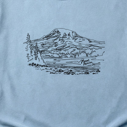 Mount Rainier Line Drawing Cotton T-Shirt