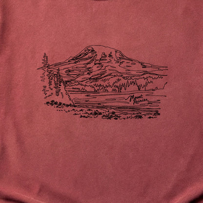 Mount Rainier Line Drawing Cotton T-Shirt
